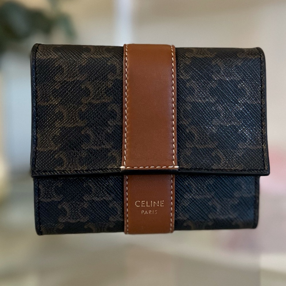 Celine Triomphe Leather Trifold Wallet